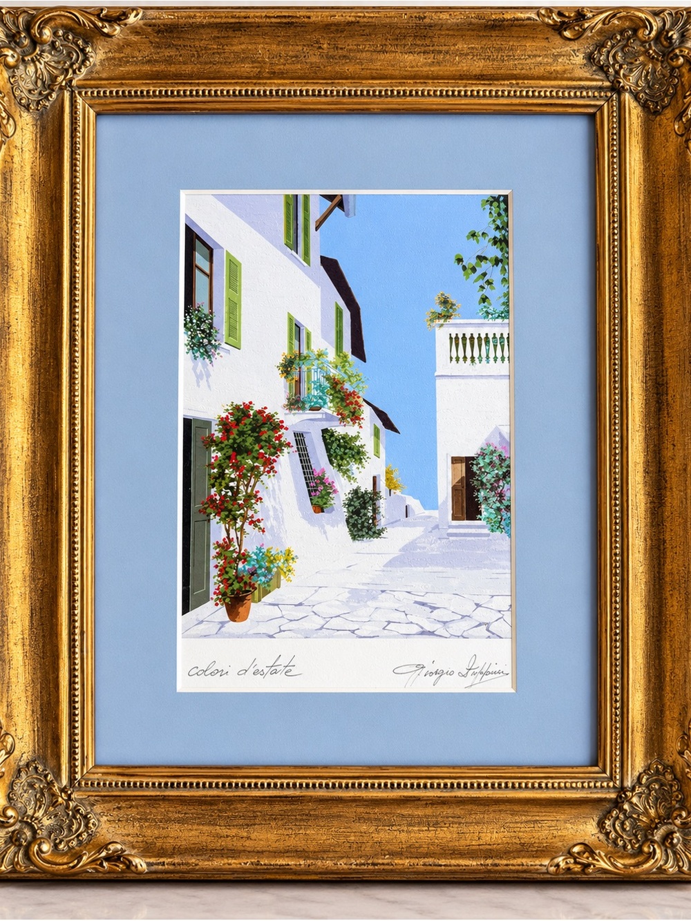 GIORGIO ZUPPINI Vintage Colori d’Estate Signed Lithograph Italy Framed #079